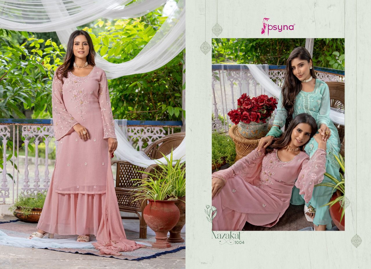 psyna nazakat georgette regal look Top n bottom catalog