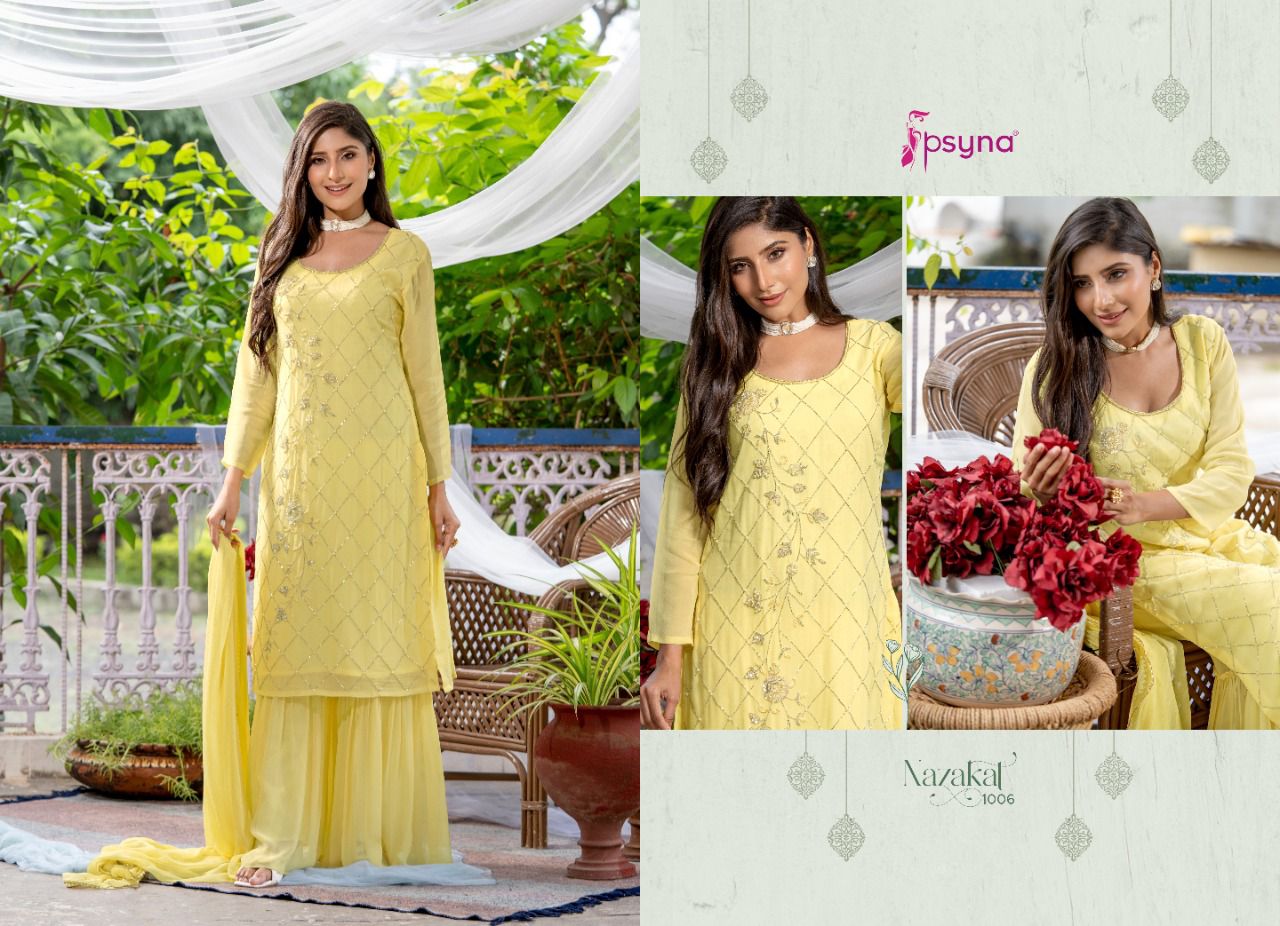 psyna nazakat georgette regal look Top n bottom catalog