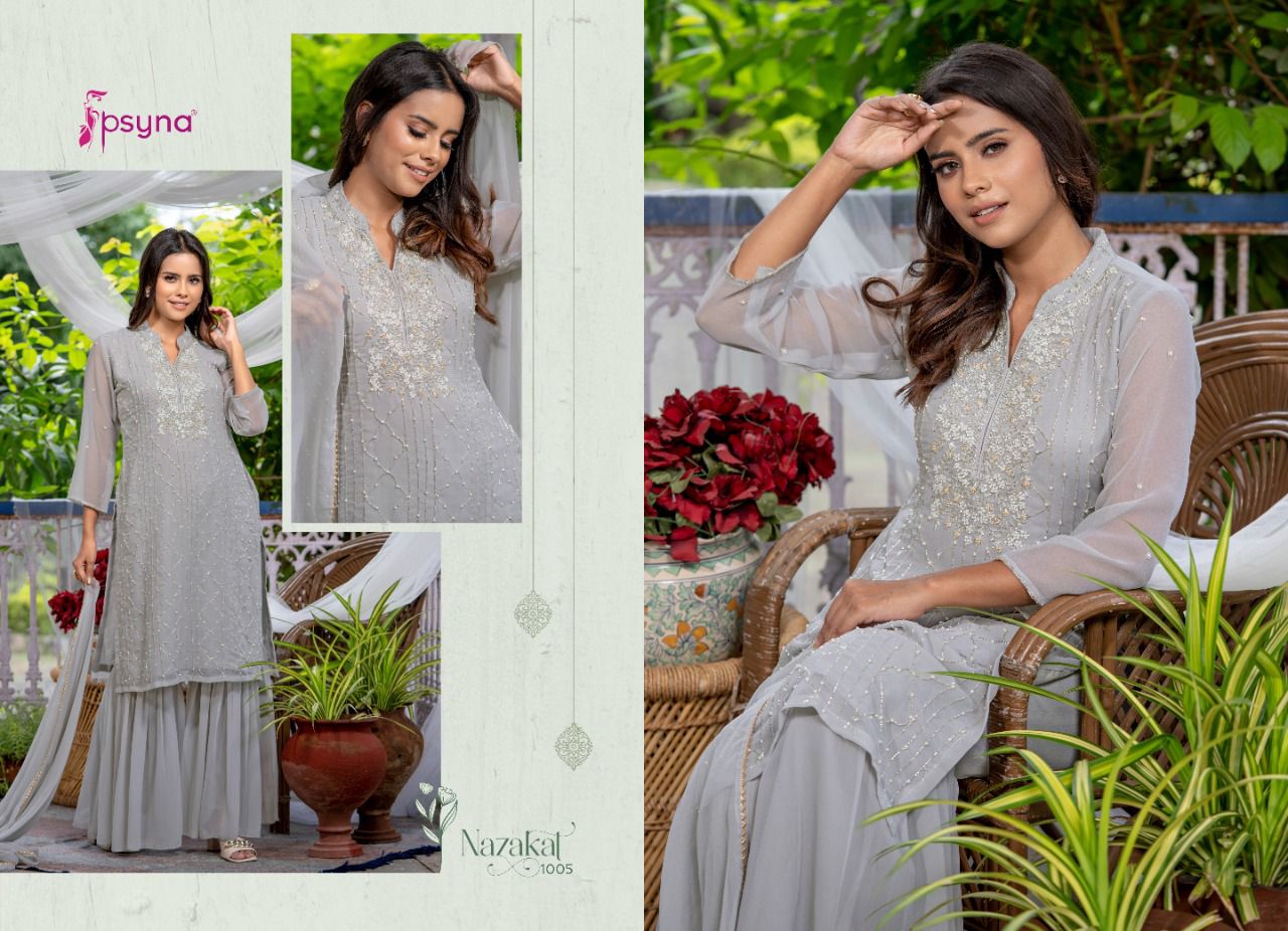 psyna nazakat georgette regal look Top n bottom catalog