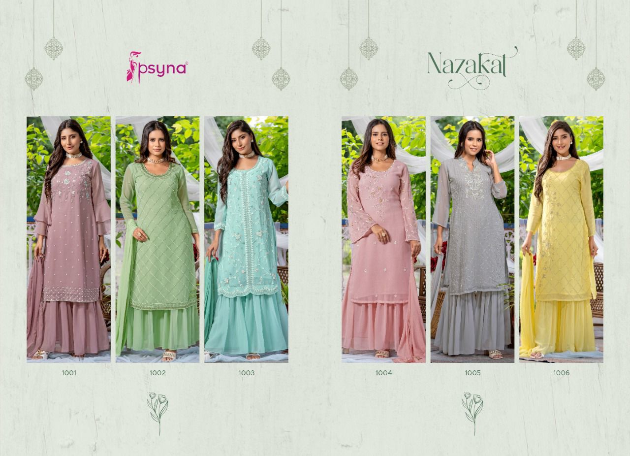 psyna nazakat georgette regal look Top n bottom catalog