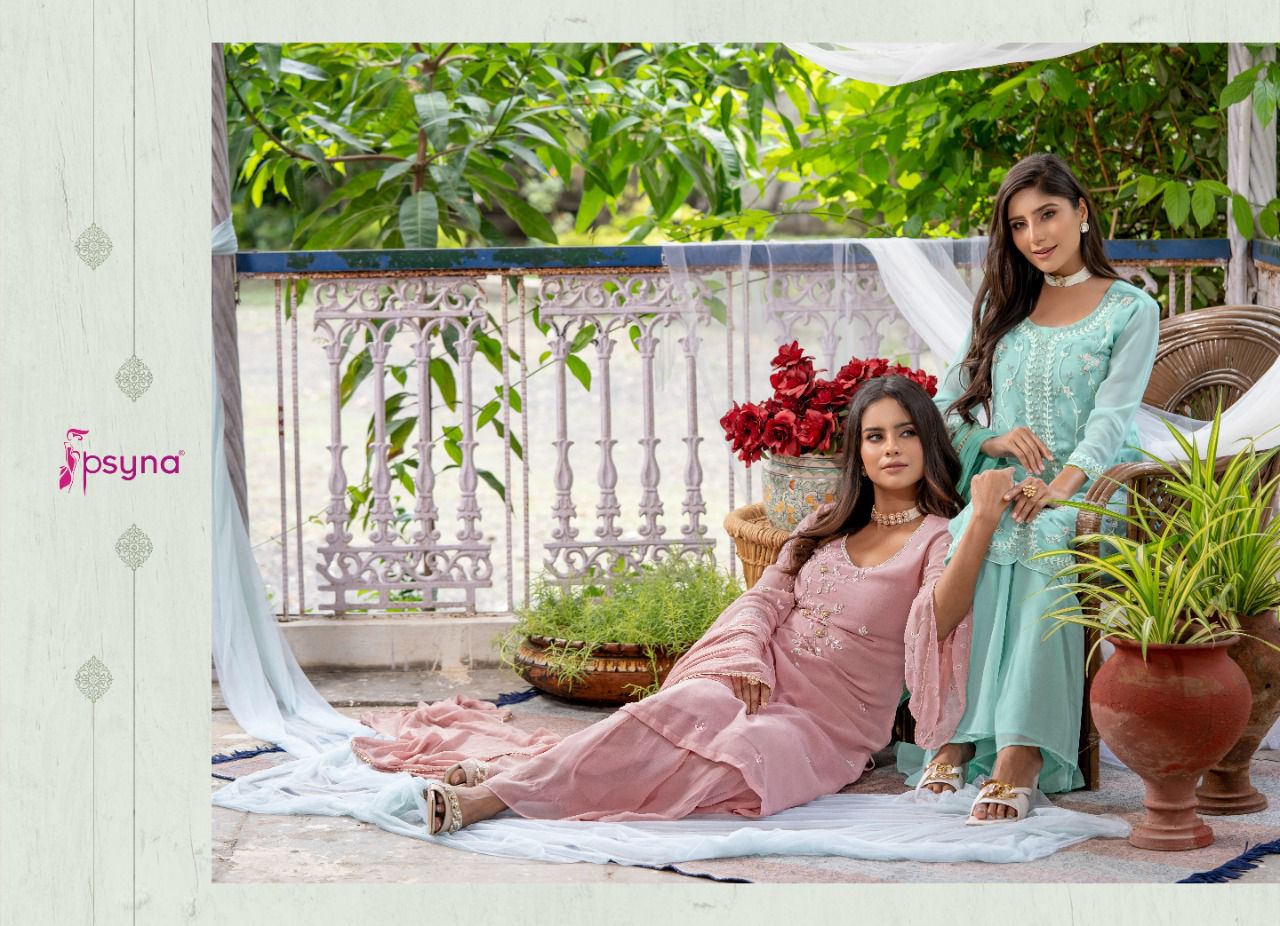 psyna nazakat georgette regal look Top n bottom catalog