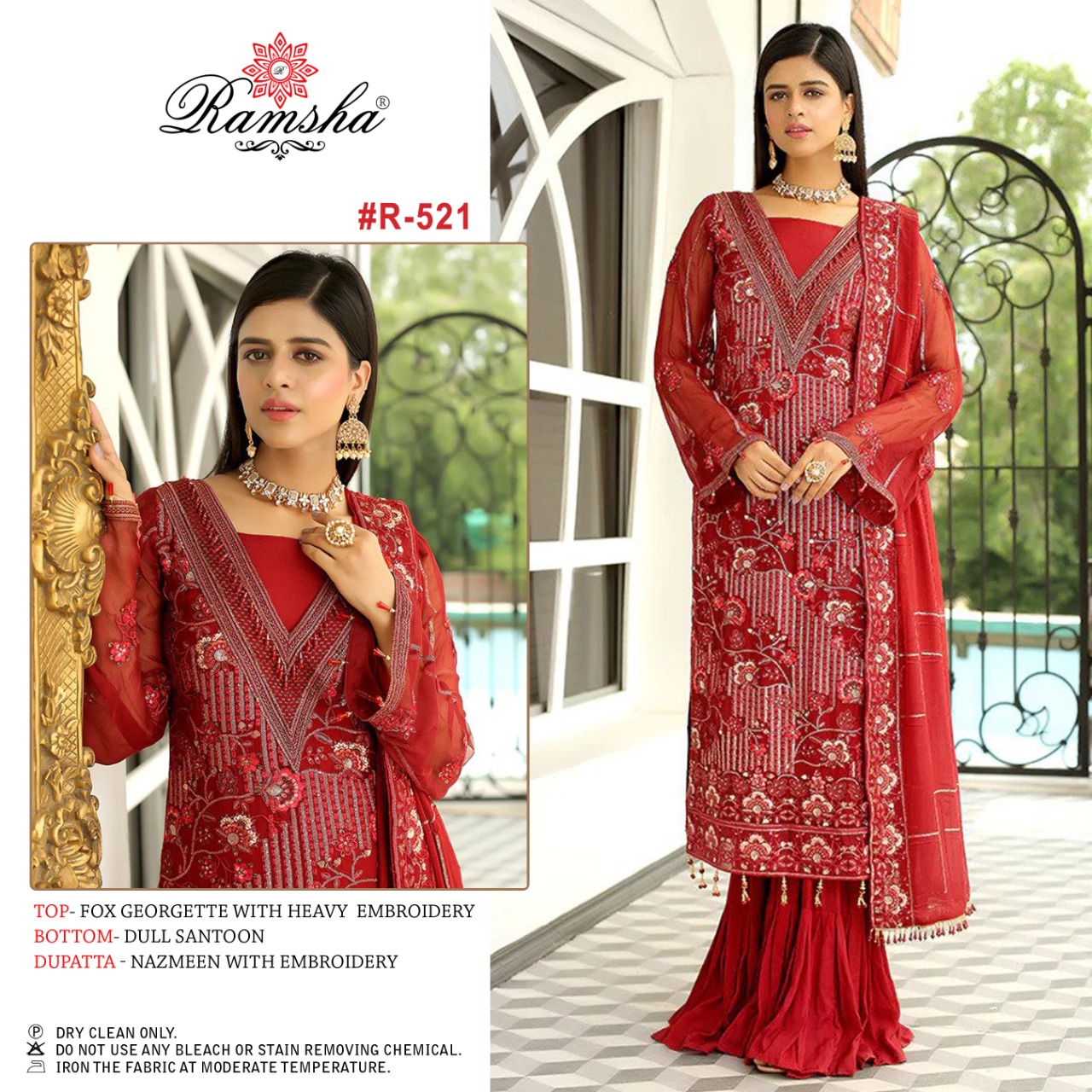 ramsha ramsha r 521 georgette heavy look salwar suit single