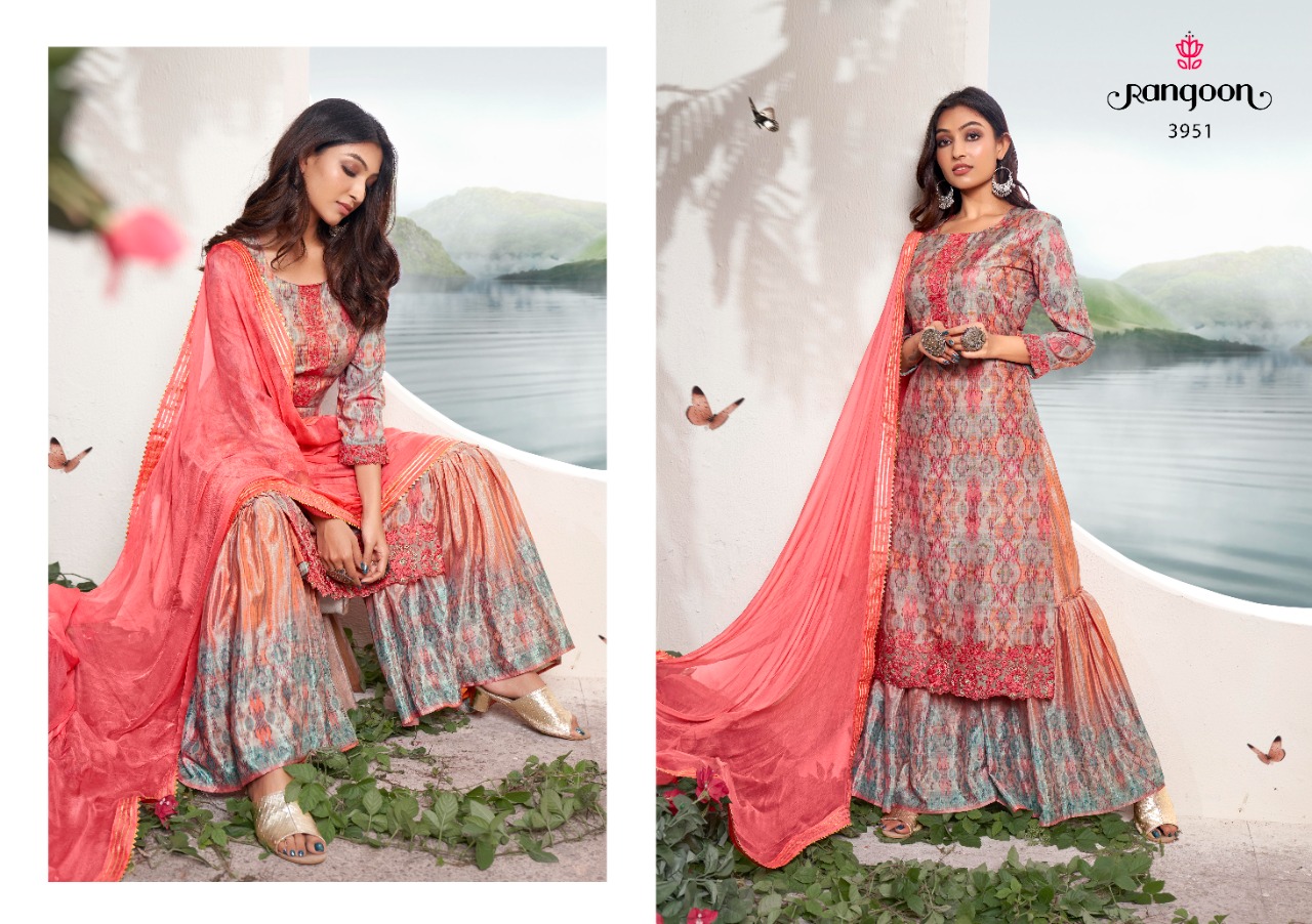 rangoon  Rangriti muslin gorgeous look top bottom with dupatta catalog