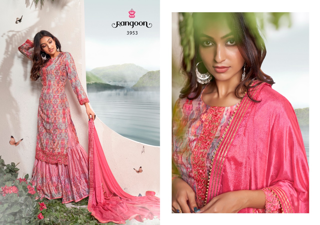 rangoon  Rangriti muslin gorgeous look top bottom with dupatta catalog