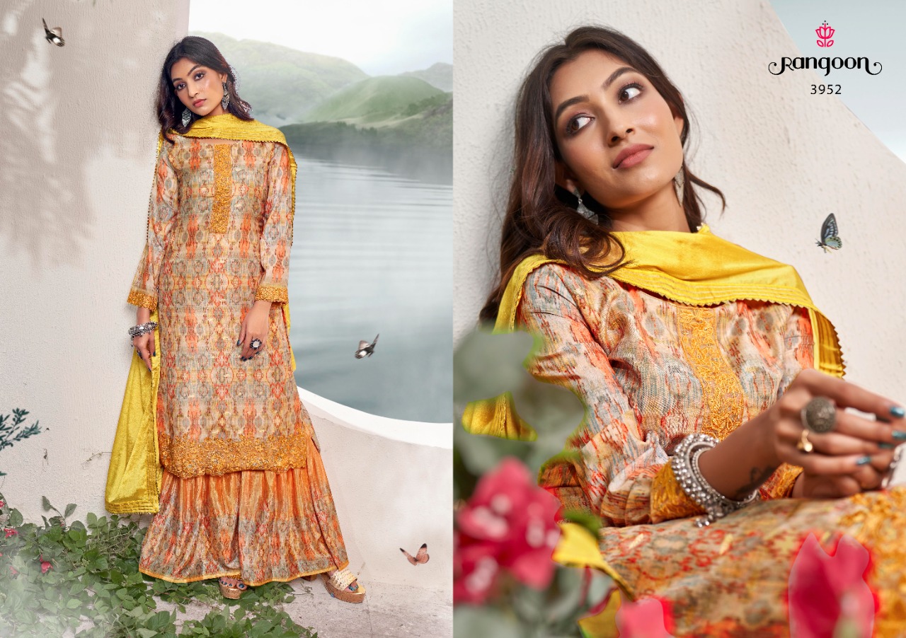 rangoon  Rangriti muslin gorgeous look top bottom with dupatta catalog