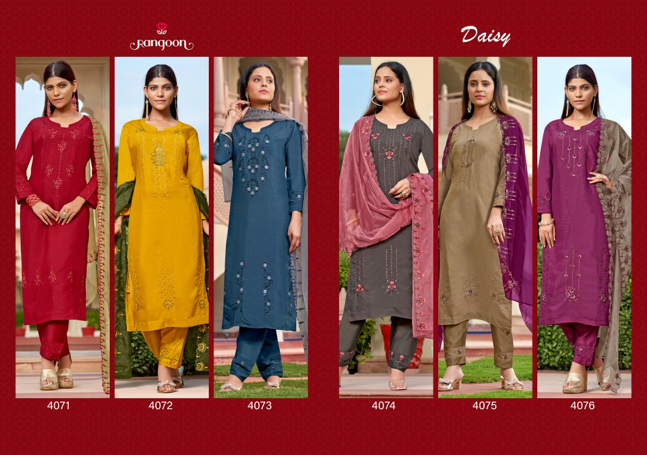 rangoon daisy viscose gorgeous look top bottom with dupatta catalog