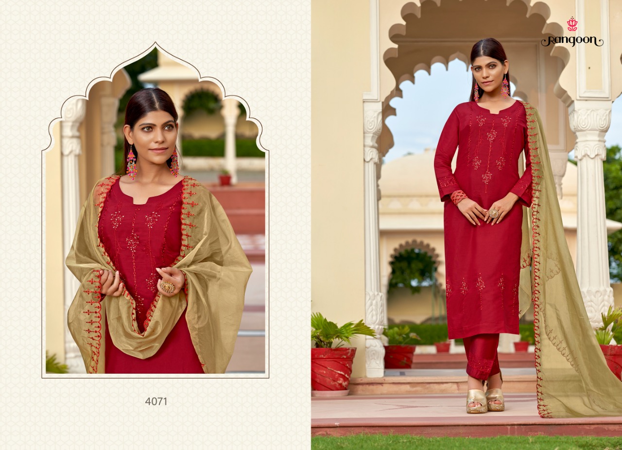 rangoon daisy viscose gorgeous look top bottom with dupatta catalog