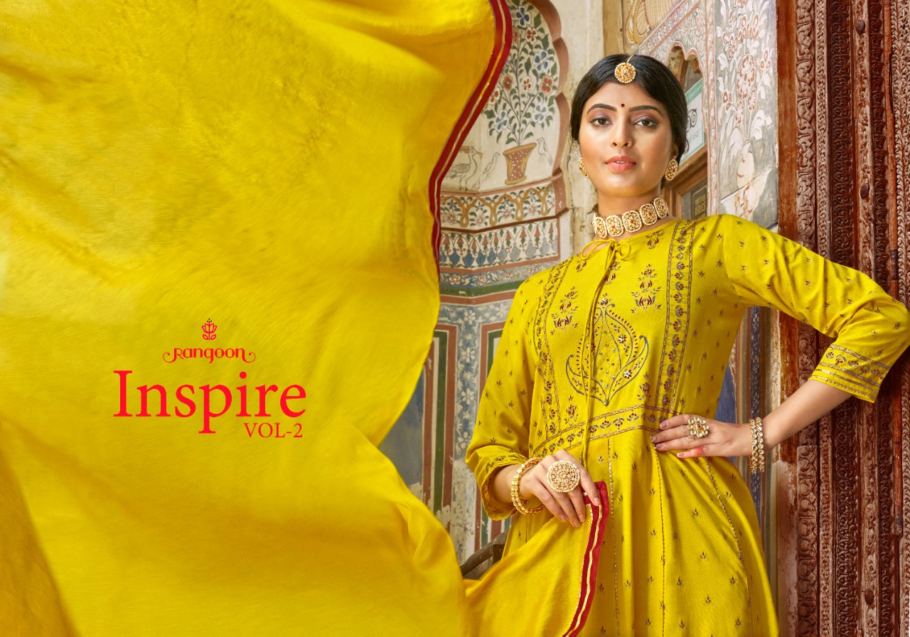 rangoon inspire vol 2 rayon new and modern style top bottom with dupatta catalog