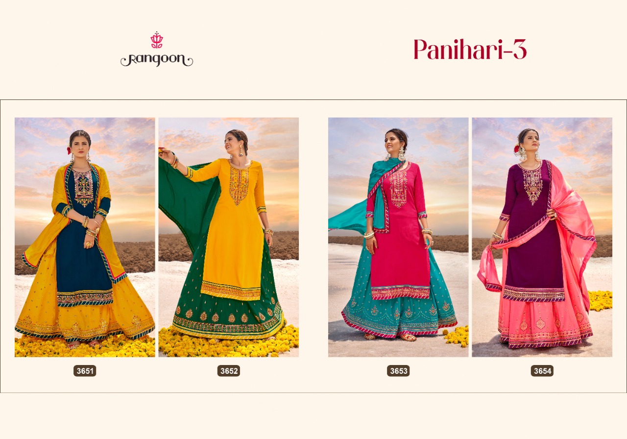 rangoon panihari vol 3 rayon innovation style top bottom with dupatta catalog