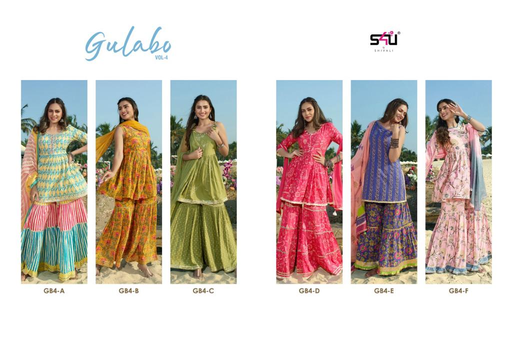 s4u gulabo vol 4 cotton elegant indo western catalog