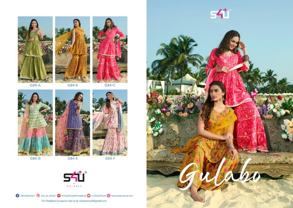 s4u gulabo vol 4 cotton elegant indo western catalog