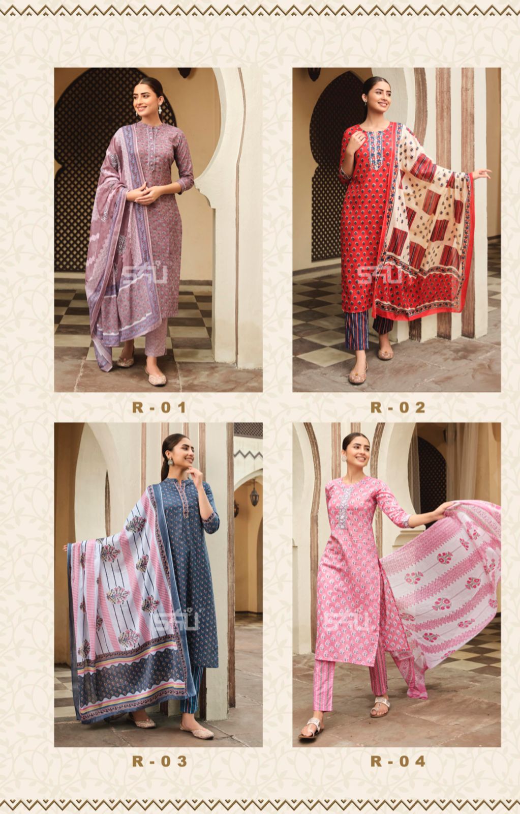 s4u rabta cotton gorgeous look top pant with dupatta catalog