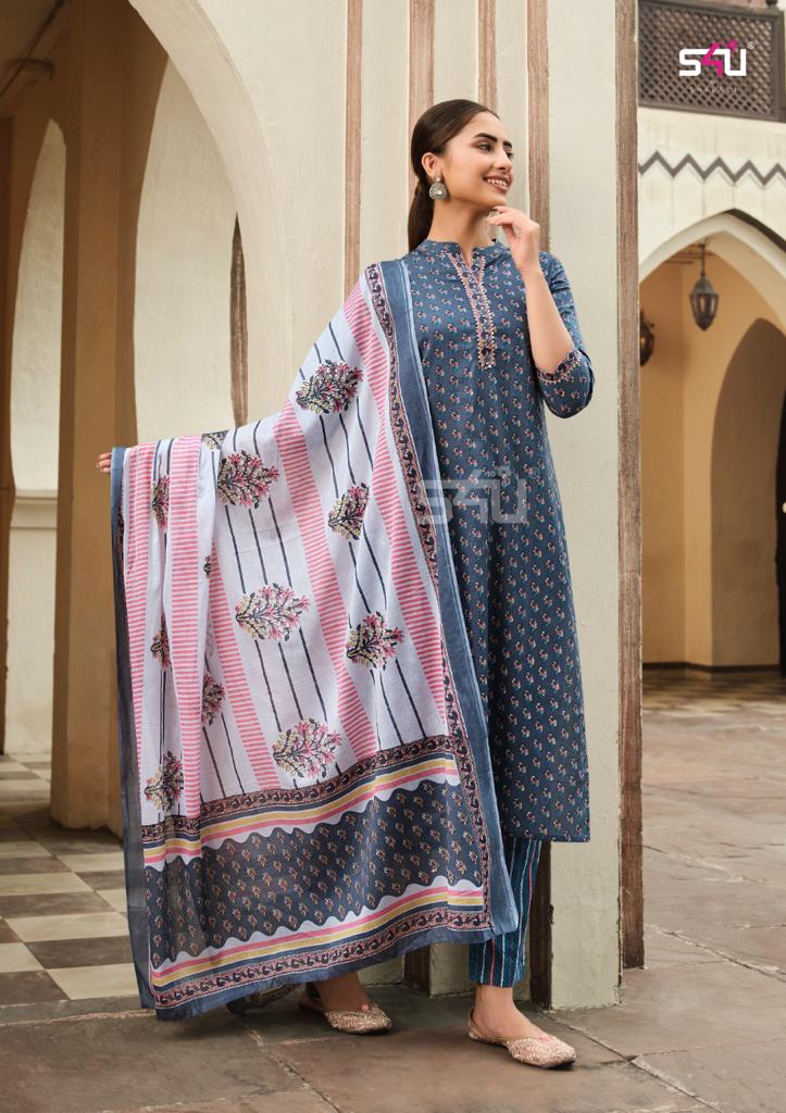 s4u rabta cotton gorgeous look top pant with dupatta catalog