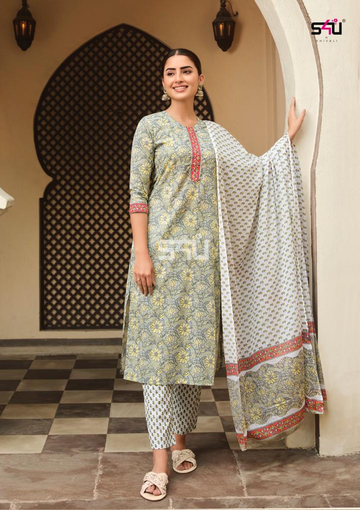 s4u rabta cotton gorgeous look top pant with dupatta catalog