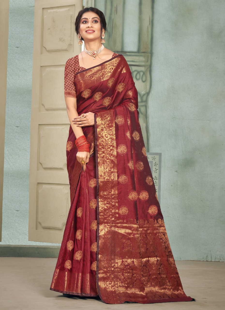 sangam print aura Silk cotton silk graceful look saree catalog