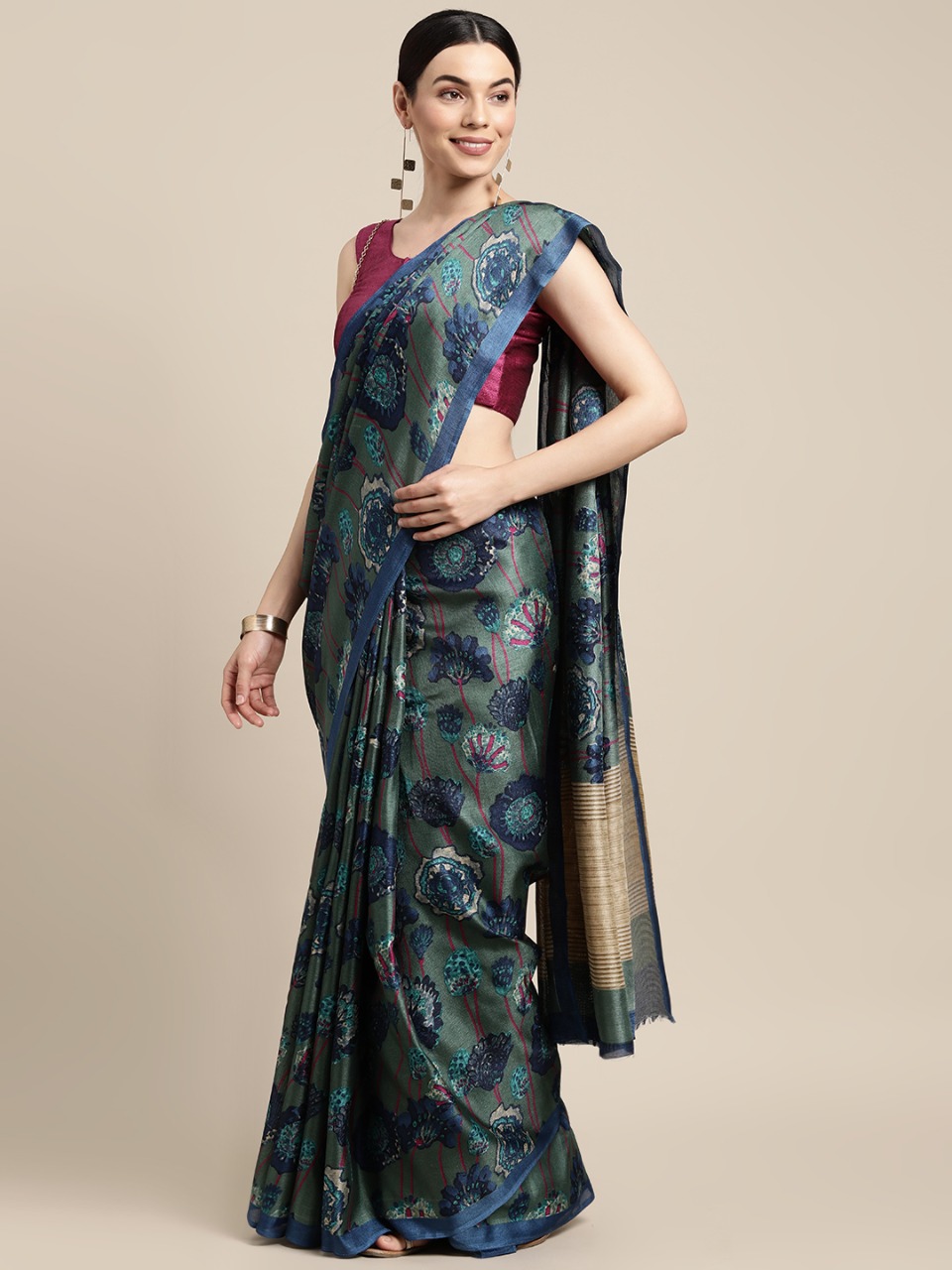 sangam print black jack cotton graceful look saree catalog