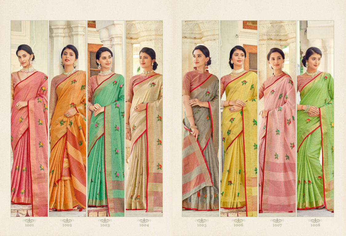 sangam print Sushmita Sarees style linen innovative look saree catalog