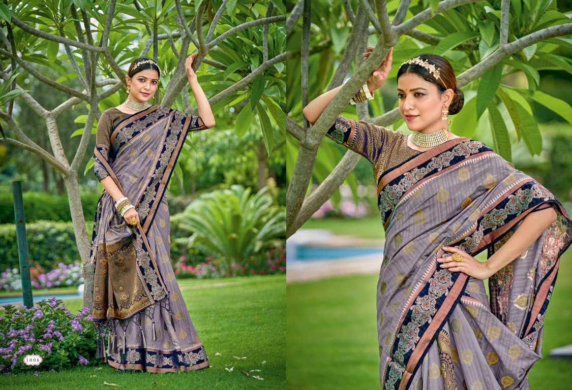 sangam print varnika silk banarasi silk attractive look saree catalog