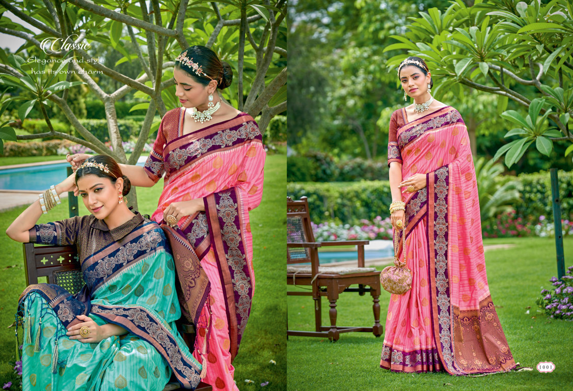 sangam print varnika silk banarasi silk attractive look saree catalog