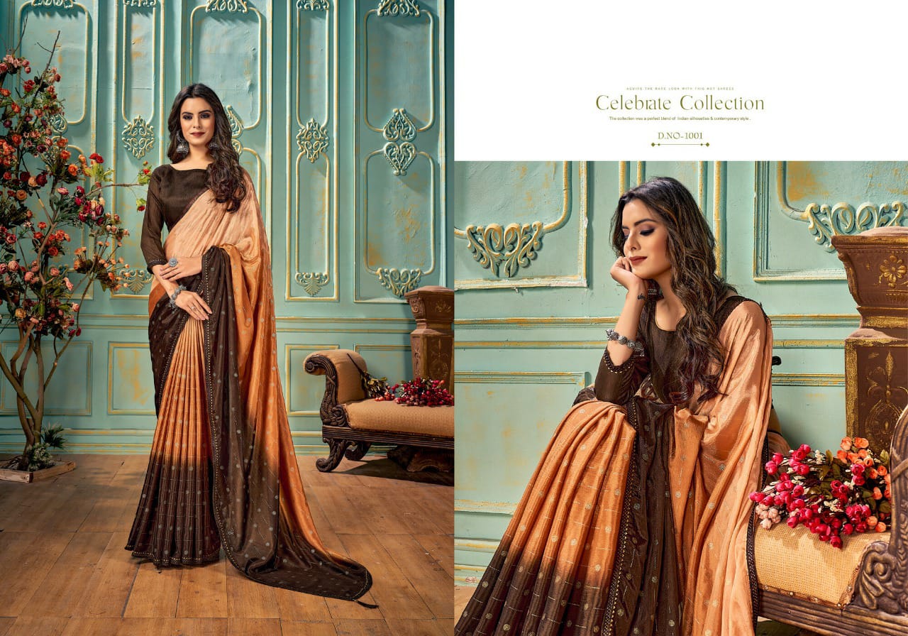 saroj saree utsav vol 1 chinon Silk gorgeous print saree catalog