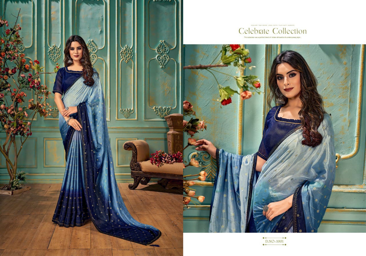 saroj saree utsav vol 1 chinon Silk gorgeous print saree catalog