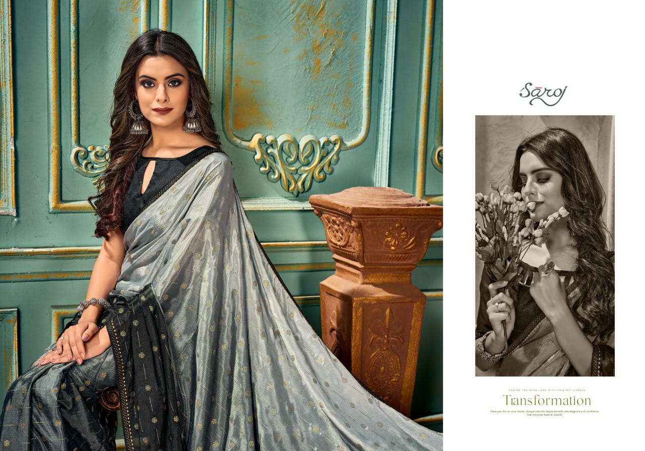 saroj saree utsav vol 1 chinon Silk gorgeous print saree catalog