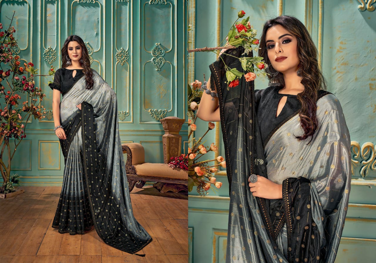 saroj saree utsav vol 1 chinon Silk gorgeous print saree catalog