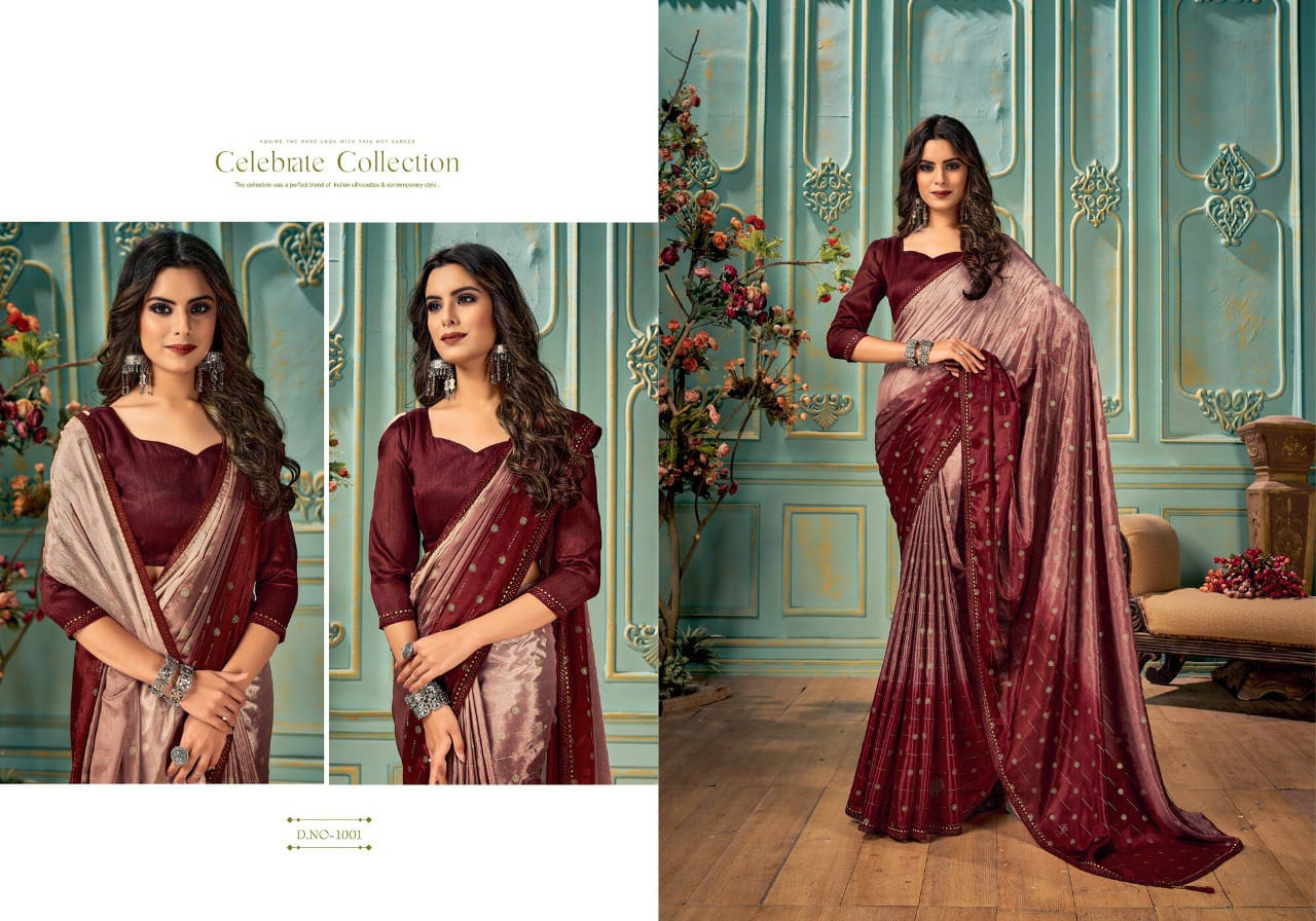 saroj saree utsav vol 1 chinon Silk gorgeous print saree catalog