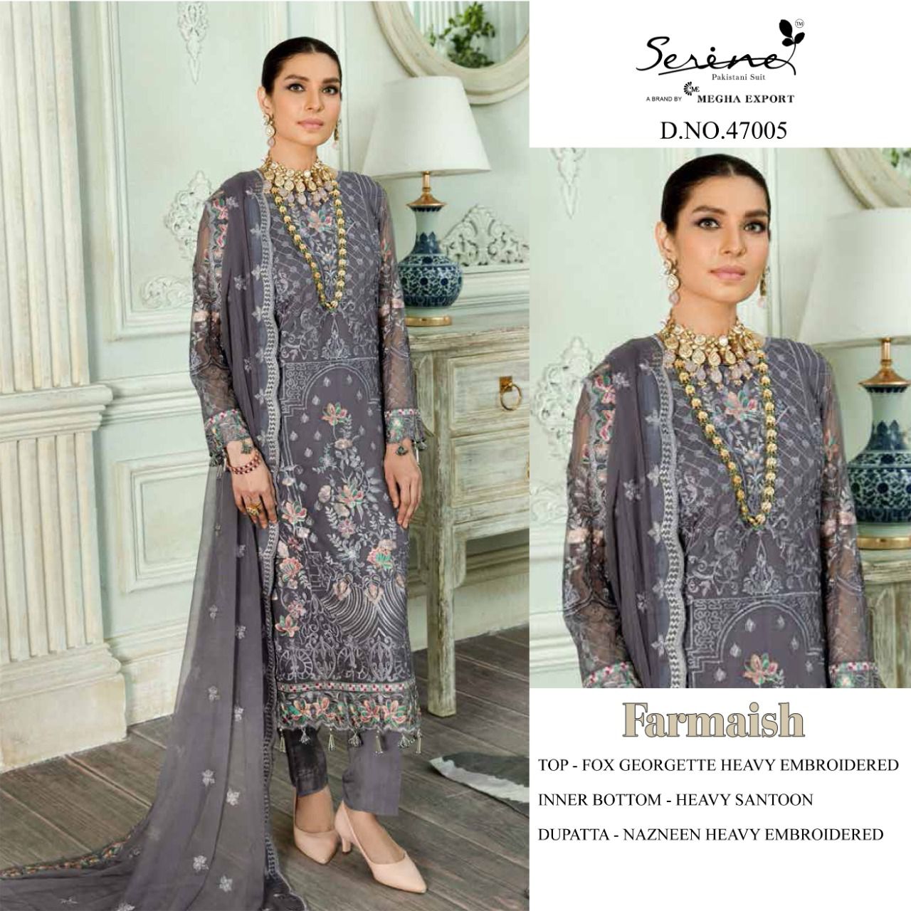 serine Megha Exports farmaish Georgette innovative look salwar suit catalog