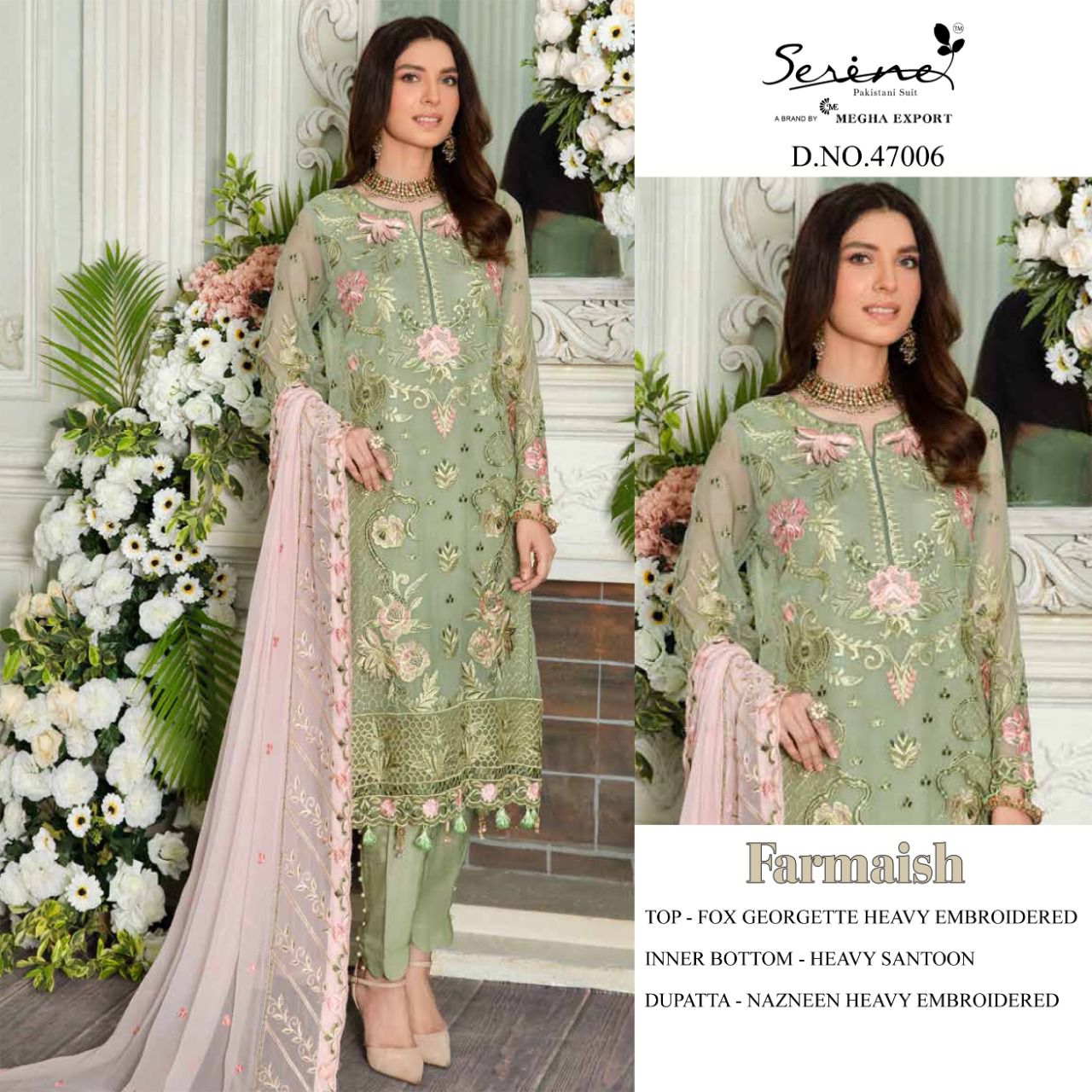 serine Megha Exports farmaish Georgette innovative look salwar suit catalog