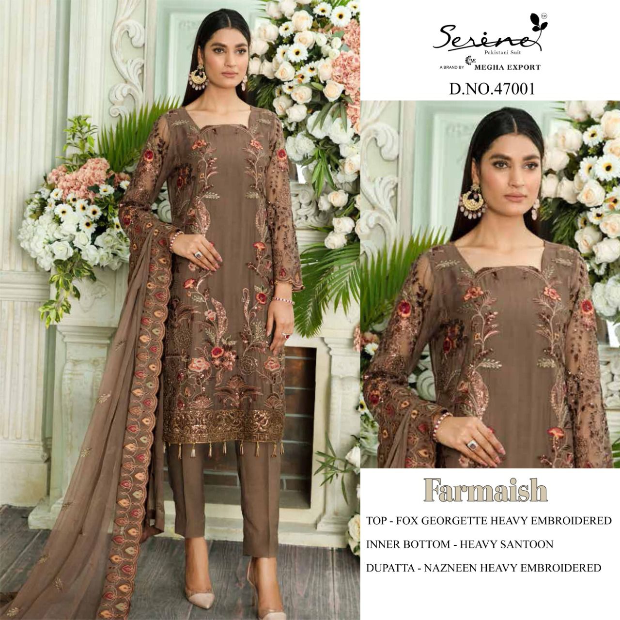 serine Megha Exports farmaish Georgette innovative look salwar suit catalog