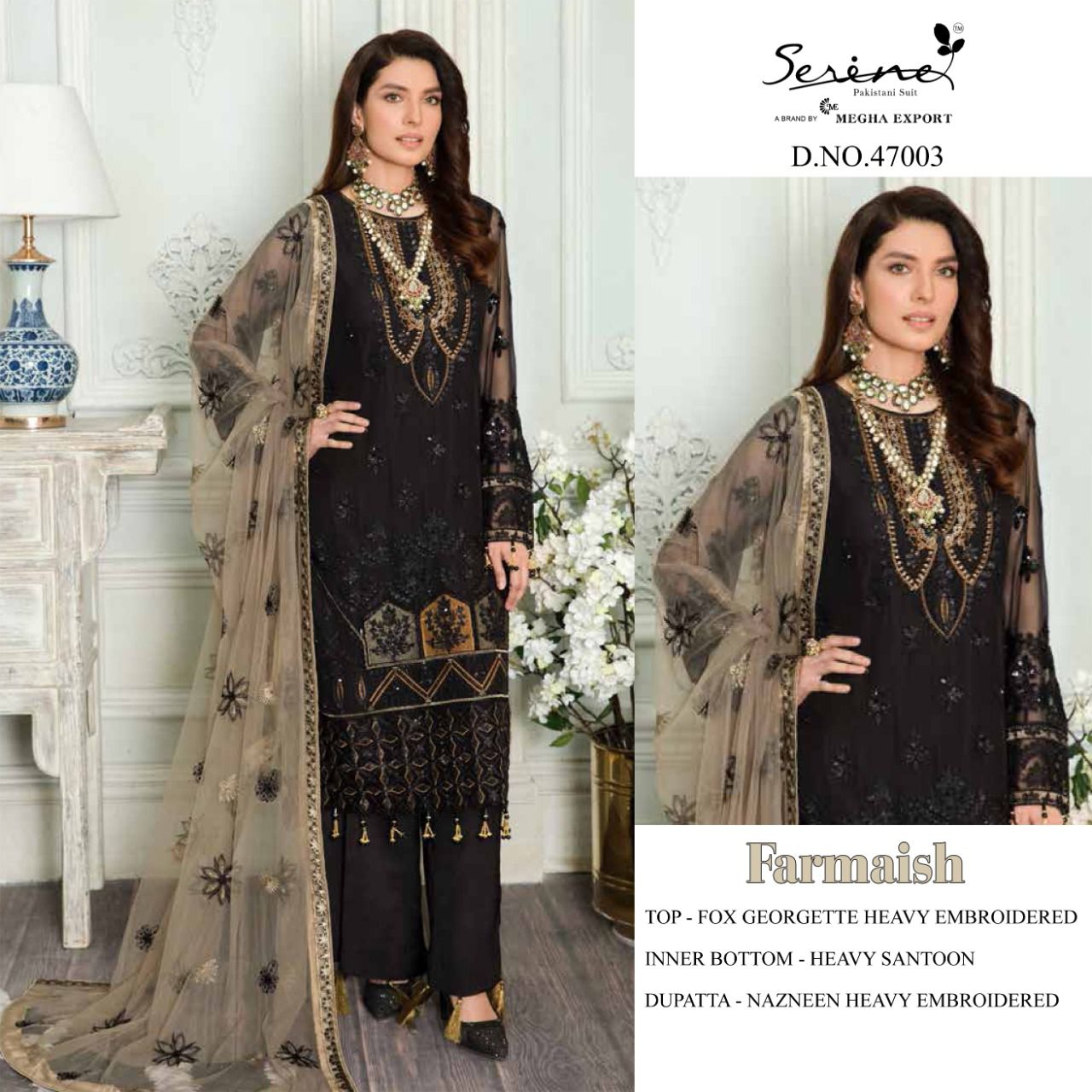 serine Megha Exports farmaish Georgette innovative look salwar suit catalog