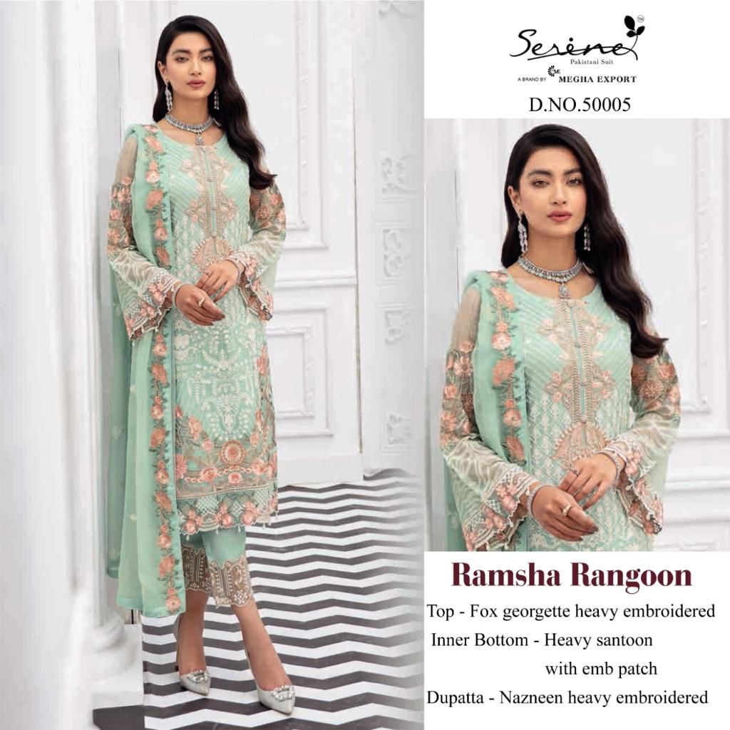 serine megha exports ramsha rangoon georgette decent look salwar suit catalog