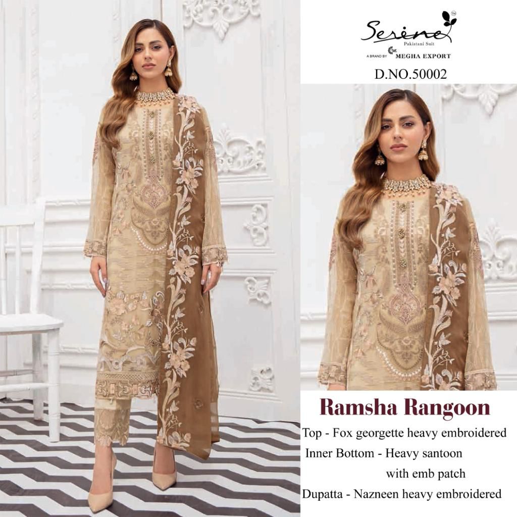 serine megha exports ramsha rangoon georgette decent look salwar suit catalog