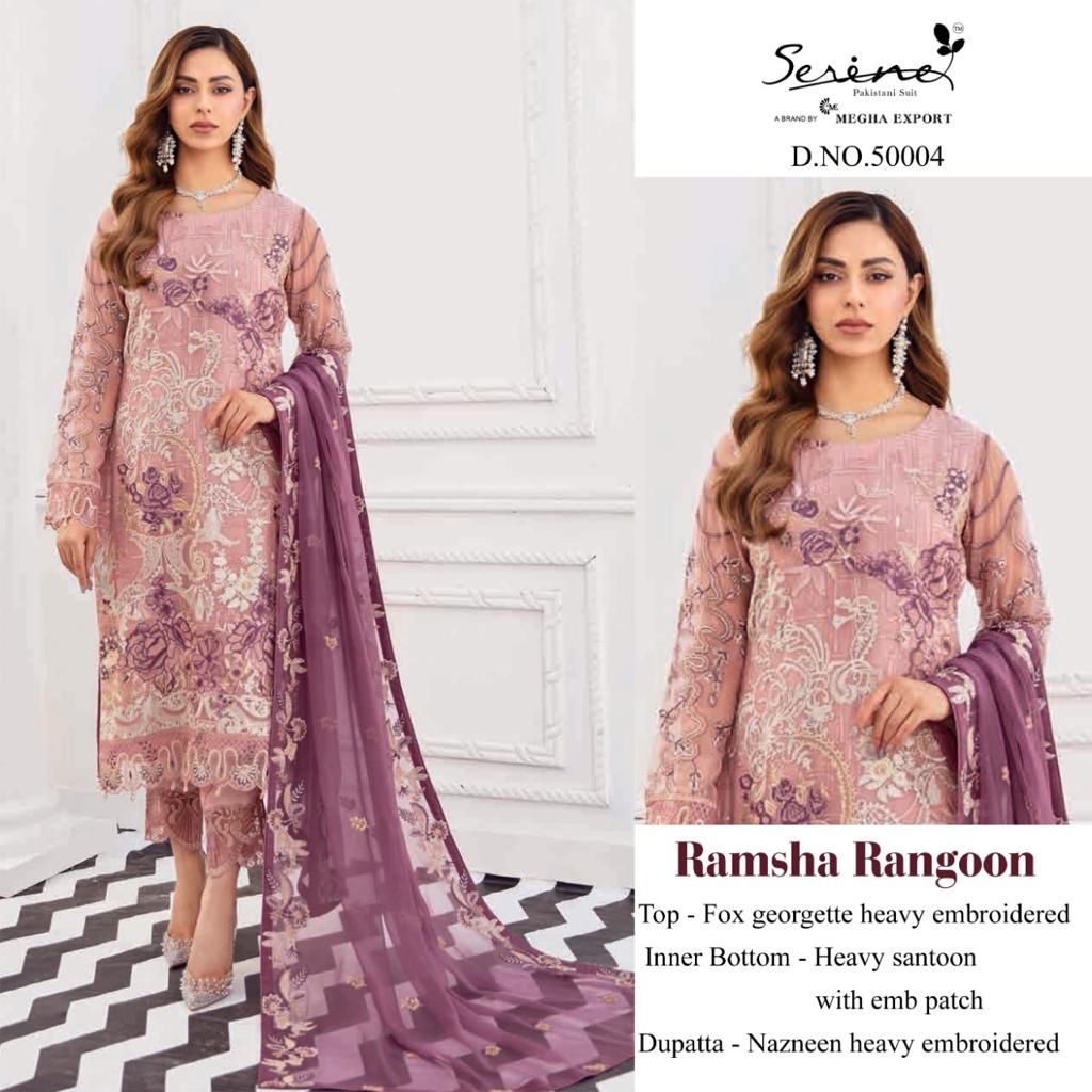 serine megha exports ramsha rangoon georgette decent look salwar suit catalog