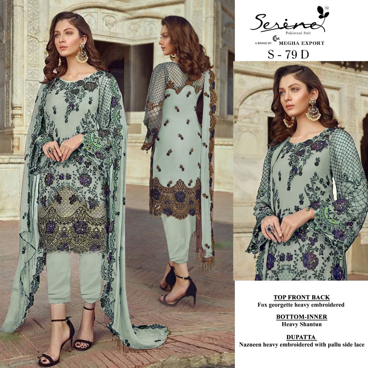 serine Megha Exports serine s 79 georgette new and modern style salwar suit catalog