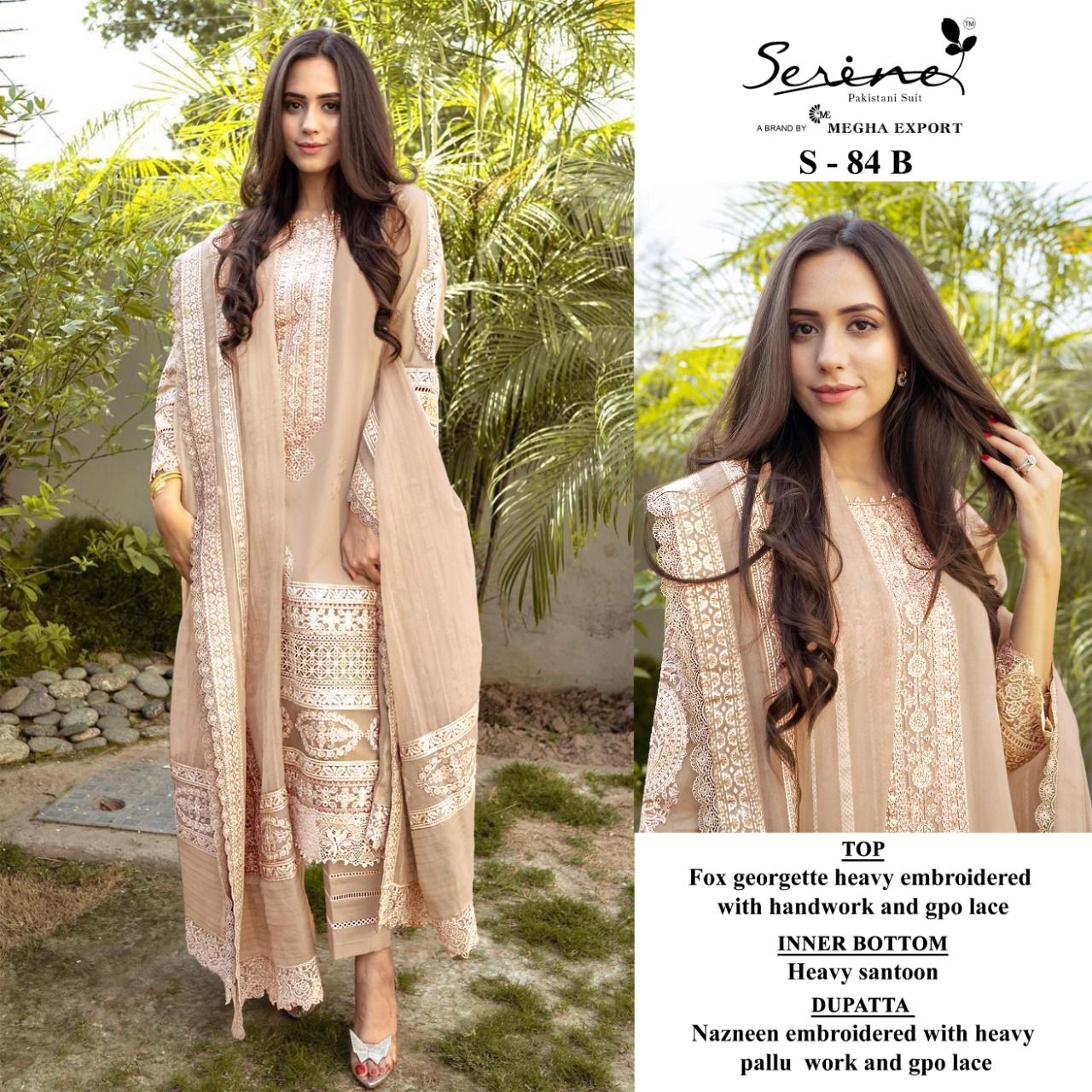 serine Megha Exports serine s 84 georgette new and modern style salwar suit catalog