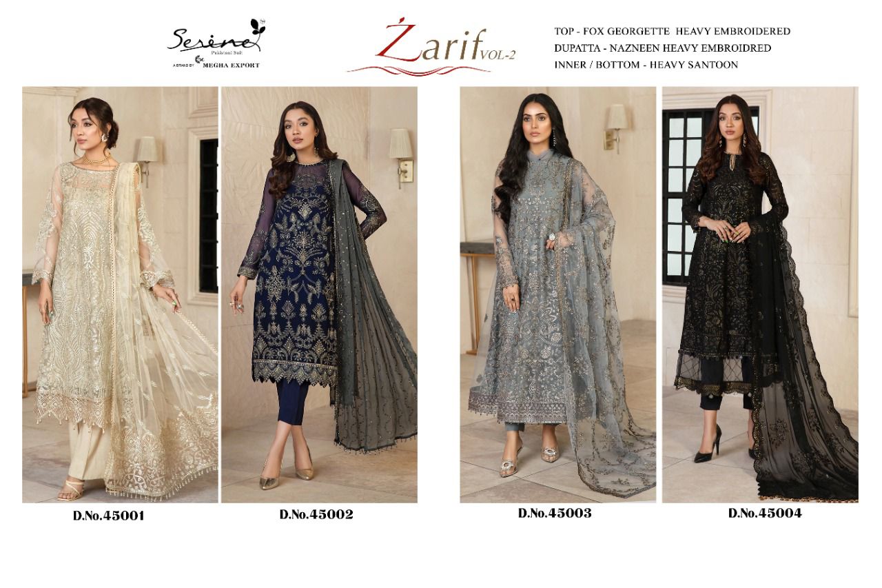 serine Megha Exports zarif vol 2 Georgette innovative look salwar suit catalog