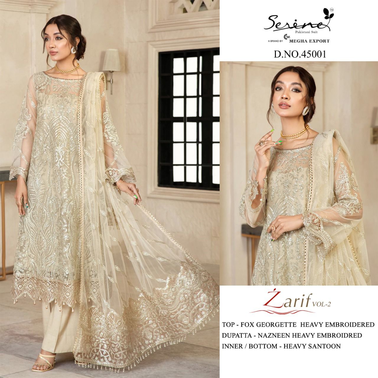 serine Megha Exports zarif vol 2 Georgette innovative look salwar suit catalog