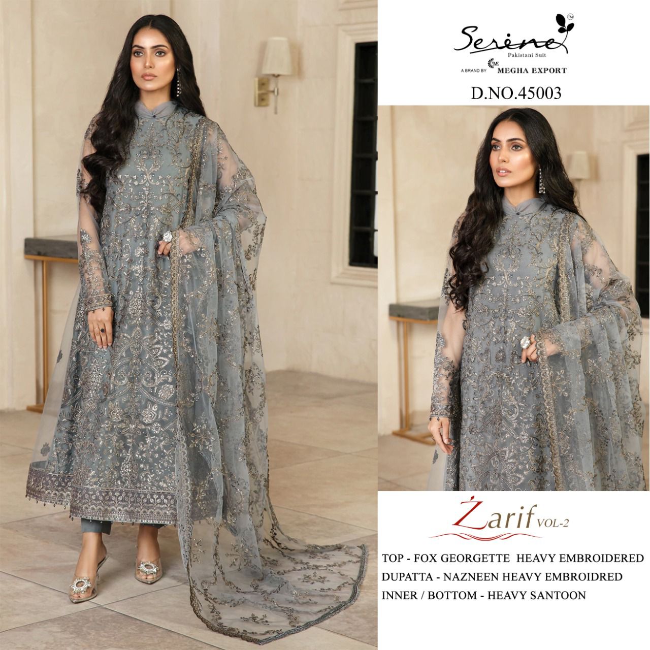 serine Megha Exports zarif vol 2 Georgette innovative look salwar suit catalog