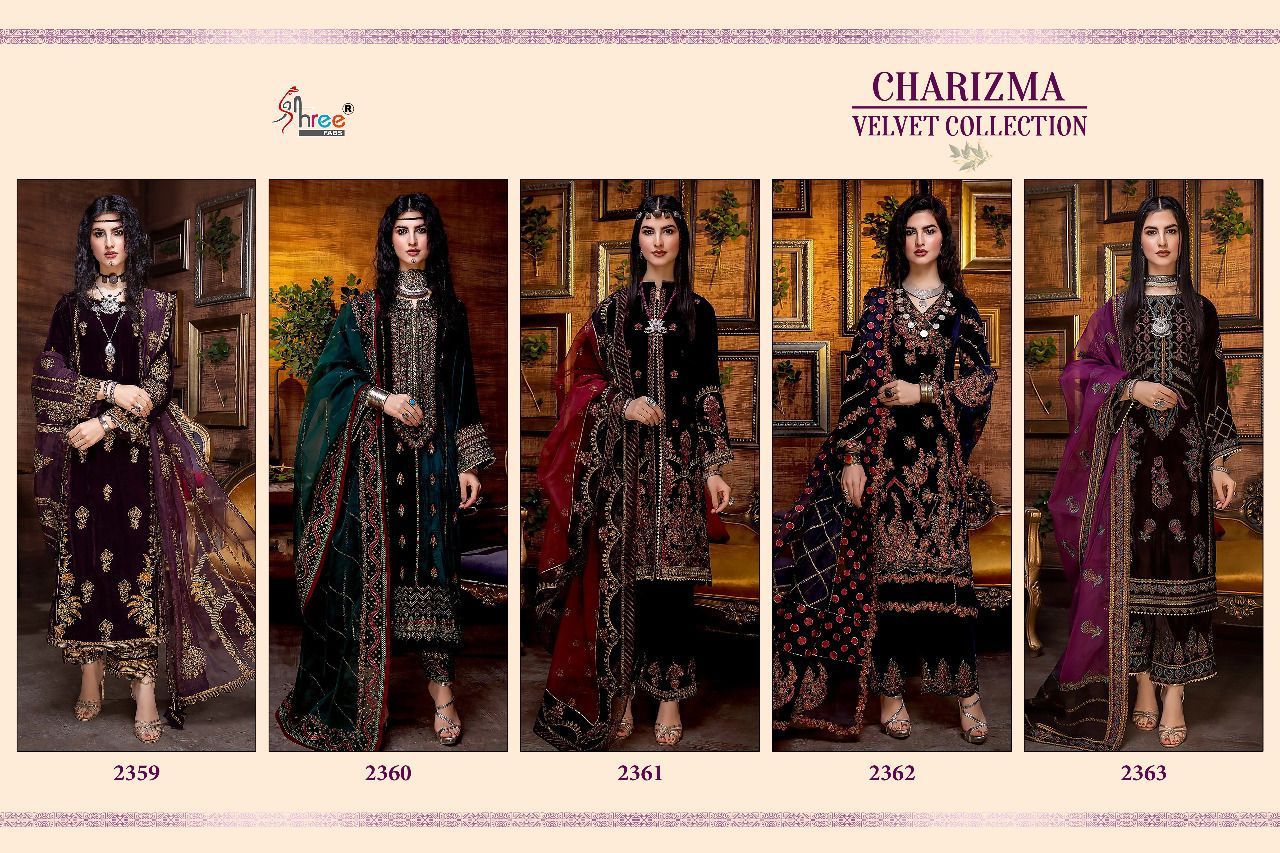 shree fab charishma velvat collection velvat decent embrodery look salwar suit catalog