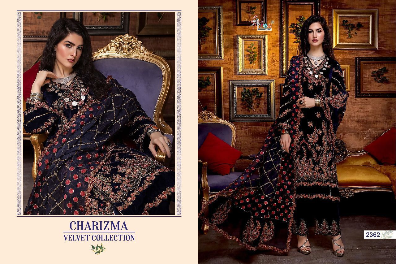 shree fab charishma velvat collection velvat decent embrodery look salwar suit catalog