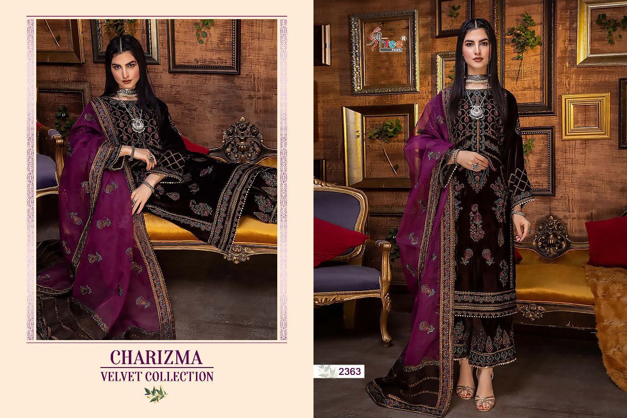 shree fab charishma velvat collection velvat decent embrodery look salwar suit catalog