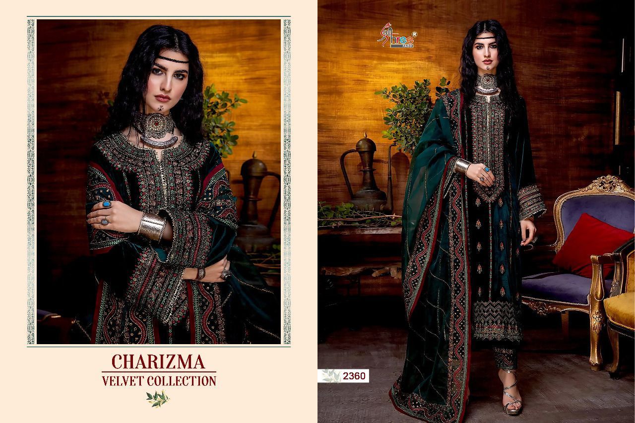 shree fab charishma velvat collection velvat decent embrodery look salwar suit catalog