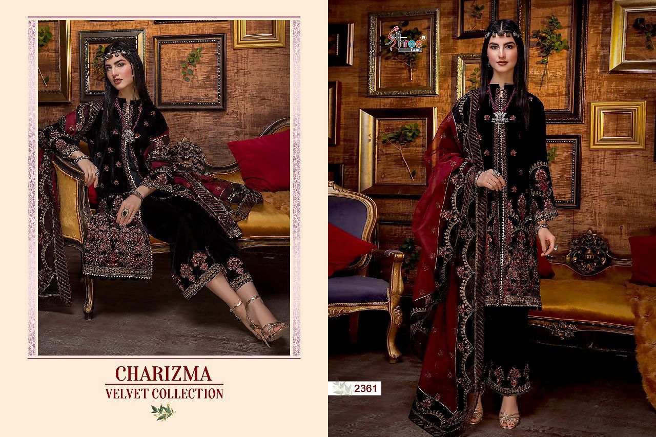 shree fab charishma velvat collection velvat decent embrodery look salwar suit catalog