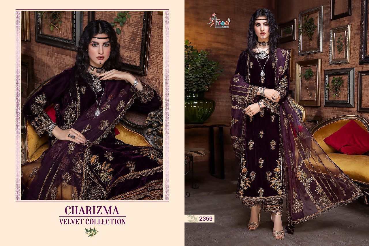 shree fab charishma velvat collection velvat decent embrodery look salwar suit catalog