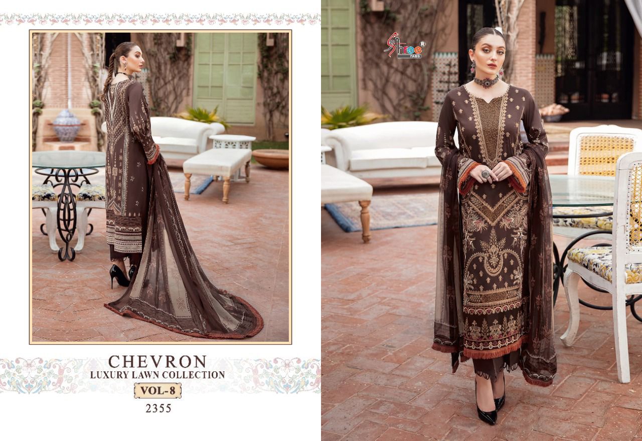 shree fab chevron luxury lawn collection vol 8 cotton catchy print salwar suit with cotton dupatta catalog