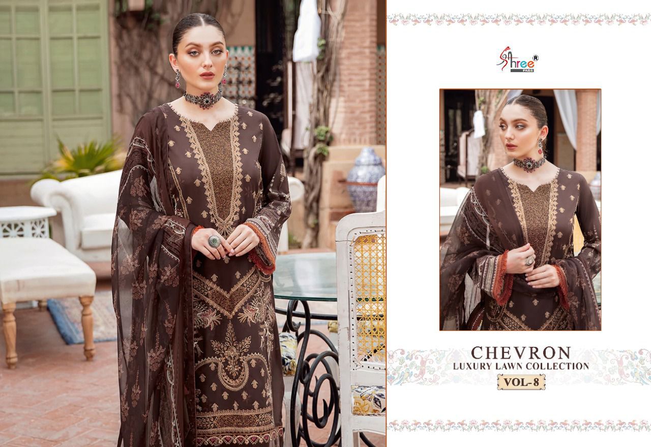 shree fab chevron luxury lawn collection vol 8 cotton catchy print salwar suit with cotton dupatta catalog