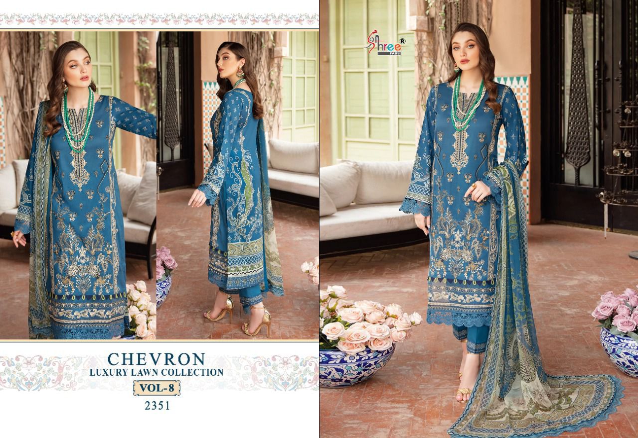 shree fab chevron luxury lawn collection vol 8 cotton catchy print salwar suit with cotton dupatta catalog