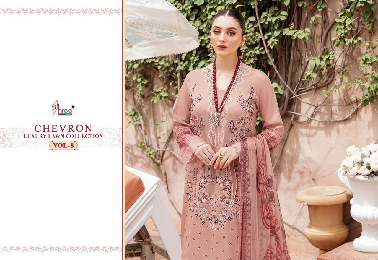 shree fab chevron luxury lawn collection vol 8 cotton catchy print salwar suit with cotton dupatta catalog